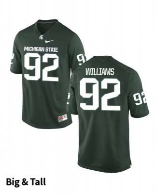 Men's Michigan State Spartans NCAA #92 Kevin Williams Green Authentic Nike Big & Tall Stitched College Football Jersey LC32K21OR